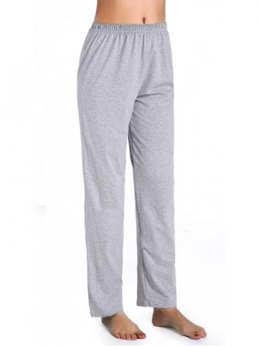 Bottoms Women's Cotton Pajama Pants Loose Lounge wear Long Pj Bottoms - Grey - CV18GZ4UXIR $18.86