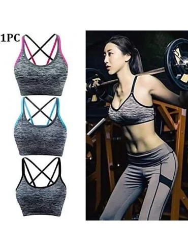 Bras Women High Impact Padded Support Strappy Active Workout Running Gym Crossover Sports Strappy Bra with Padded - Green - C...
