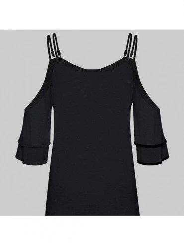 Sets Plus Size Henley V Neck Lace up Tops Patchwork Casual Short Sleeve Blouse Shirts - Z8_black - CU193Q5ODWM $24.75