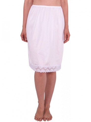 Slips Classic Vintage Half Slip with Lace Details 18" and 23 Inch - White - CQ11ZRBU1WV $22.79