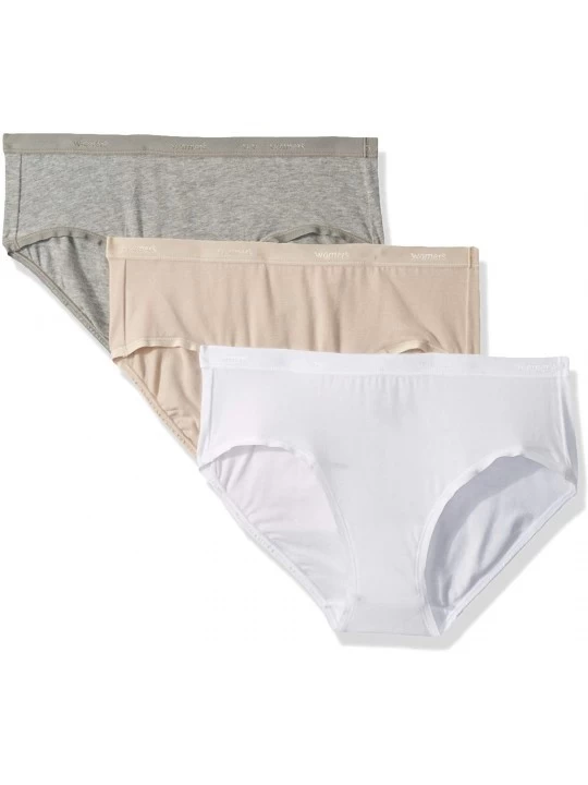 Panties Women's Elements of Bliss Brief Panty - White/ Butterscotch/ Light Grey Heather - C918NXTL8UR $21.36