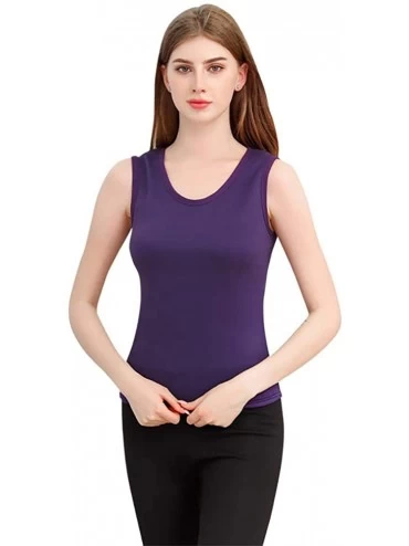 Thermal Underwear Men Women O Neck Thermal Fleece Lined Underwear Tops Cami Tank Top Vest - Purple for Women - CG18AE5SLNM $1...